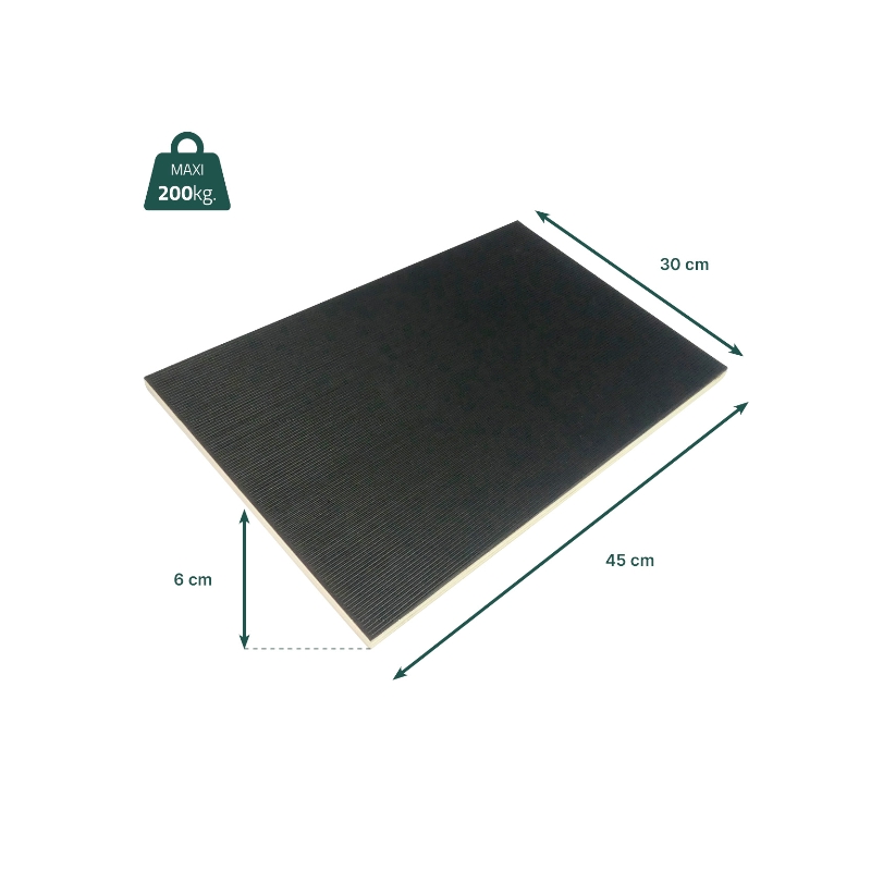 Fiche technique du plateau d'équilibre rectangulaire, 45 x 30 x 6 cm, charge maximale 200 kg - réf.