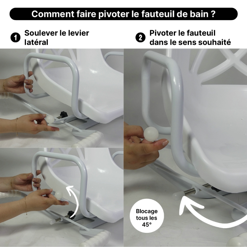 Comment pivoter facilement avec le fauteuil de bain pivotant