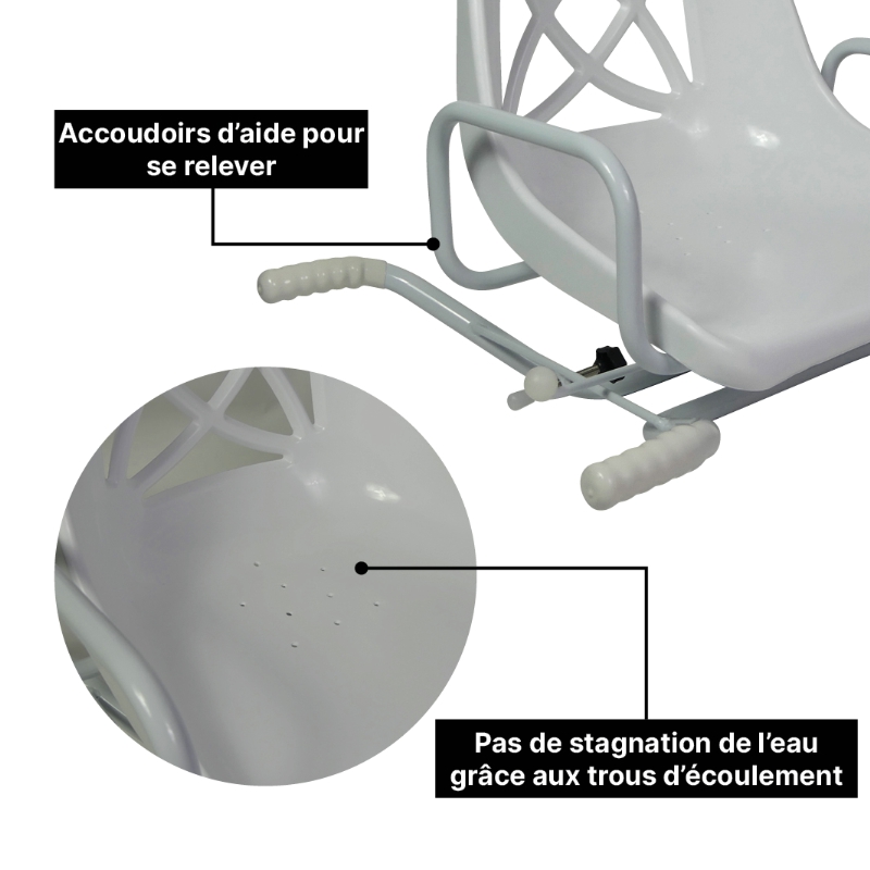 Siège de bain avec accoudoirs pour aider à se relever facilement