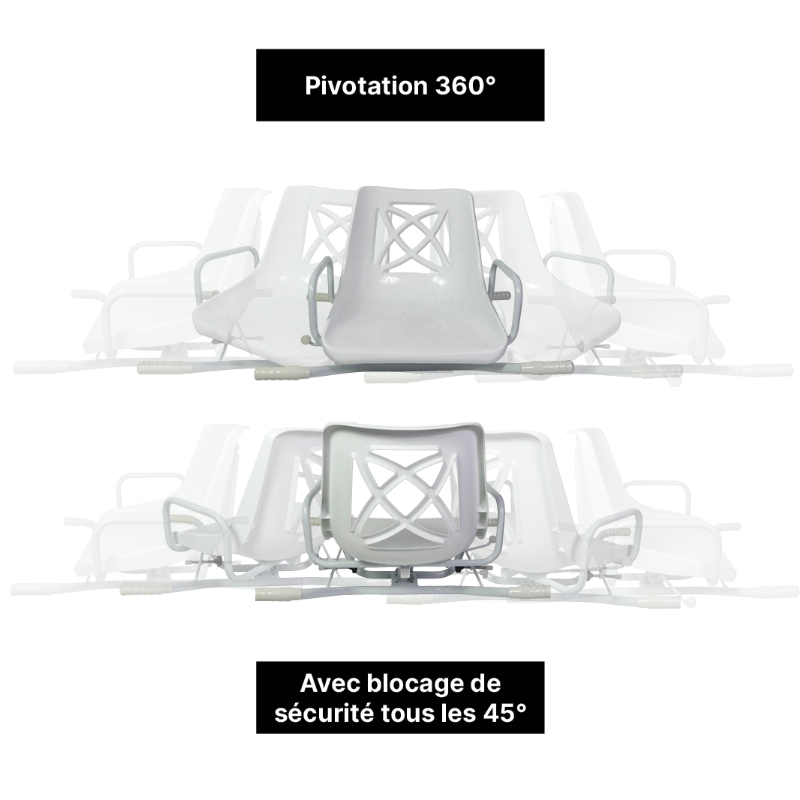 Siège de bain pivotant à 360° pour sortir de la baignoire facilement