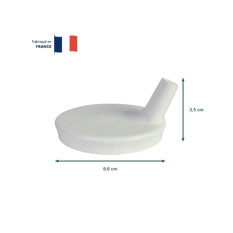 Fiche technique du couvercle pour tasse Ergo, fabriqué en France, 9,6 x 3,5 cm - réf. 813093