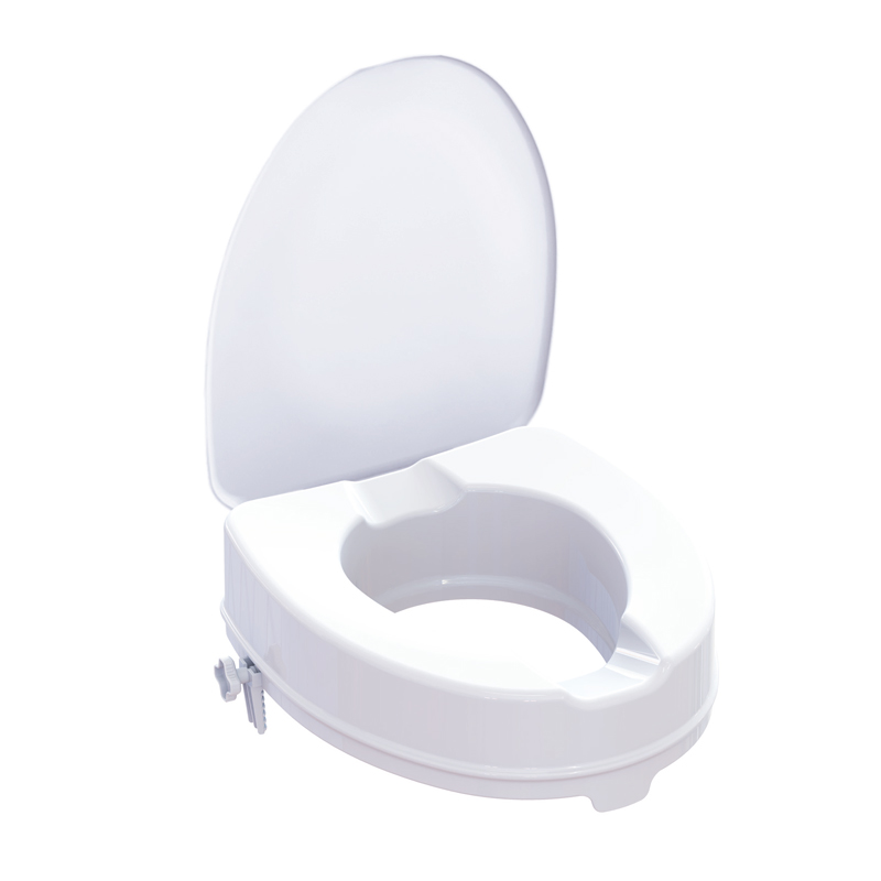 Réhausse WC Ibiza avec couvercle relevé et molettes de fixation - réf. 811089