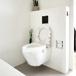 Réhausse WC Ibiza installée sur des toilettes suspendues - réf. 811013