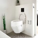 Réhausse WC Ibiza installée sur des toilettes suspendues - réf. 811074