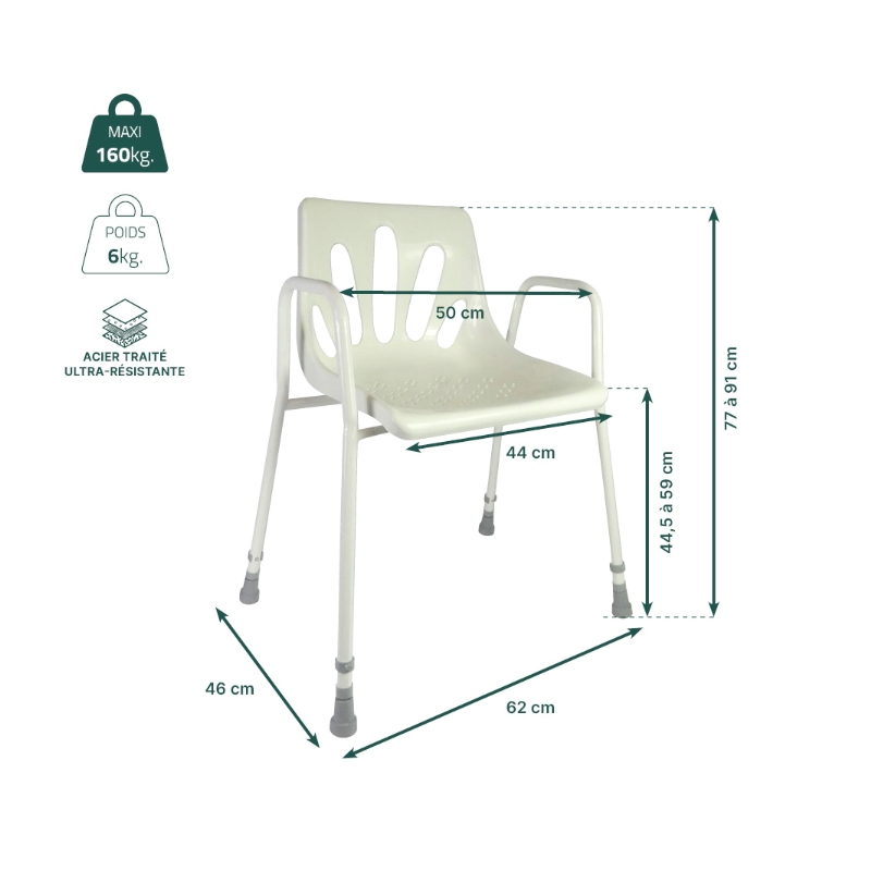Chaise de douche englobante