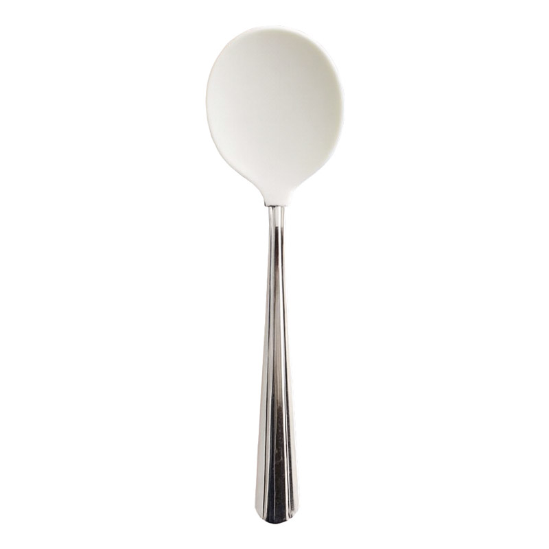 Cuillère ronde courte caoutchoutée PLASTISOL blanche