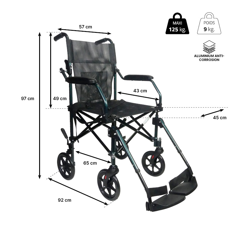Fauteuil de transfert Travelite dimensions 874008