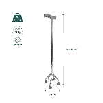 Fiche technique de la canne quadripode Classic, charge maximale 113 kg - réf. 816038