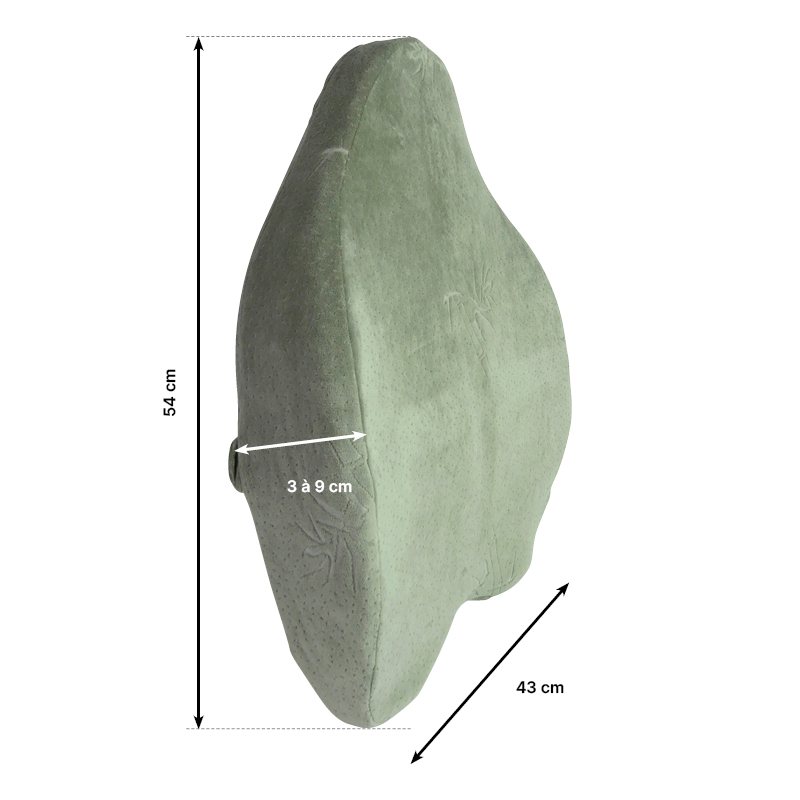 Dimensions du dossier Confort Plus Végélya : 54 x 43 cm, épaisseur 3 à 9 cm