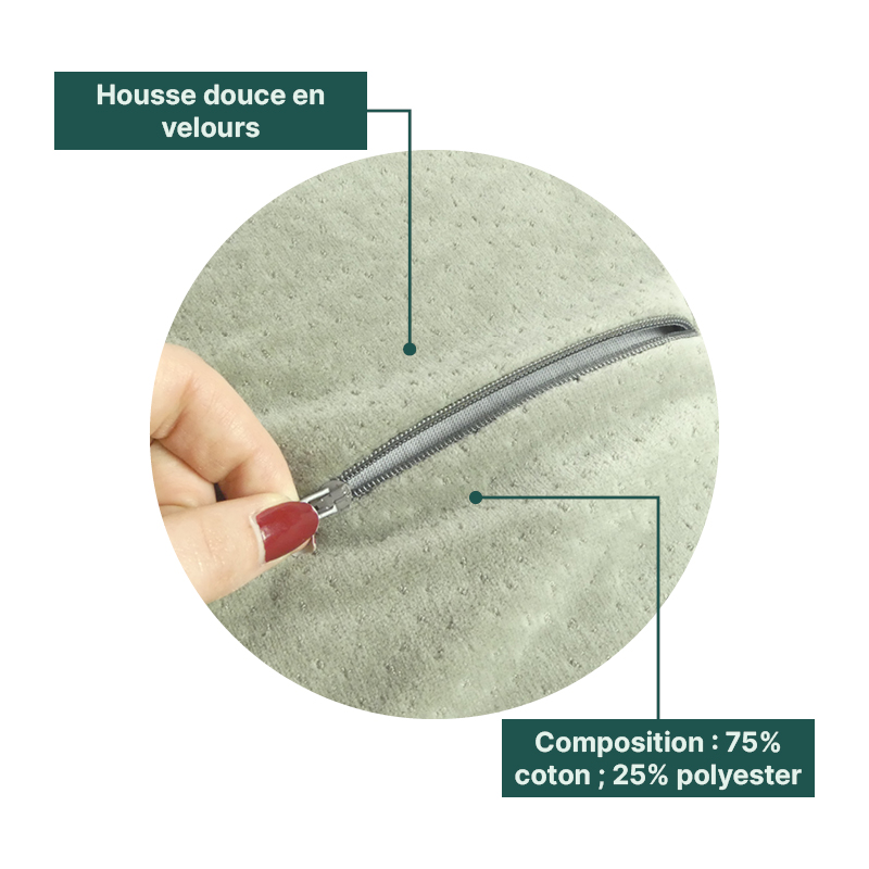 Housse en velours à fermeture éclair du dossier Confort Plus Végélya