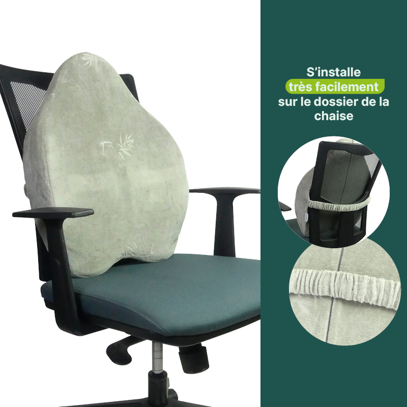 Installation du dossier Confort Plus Végélya sur une chaise grâce à sa sangle élastique