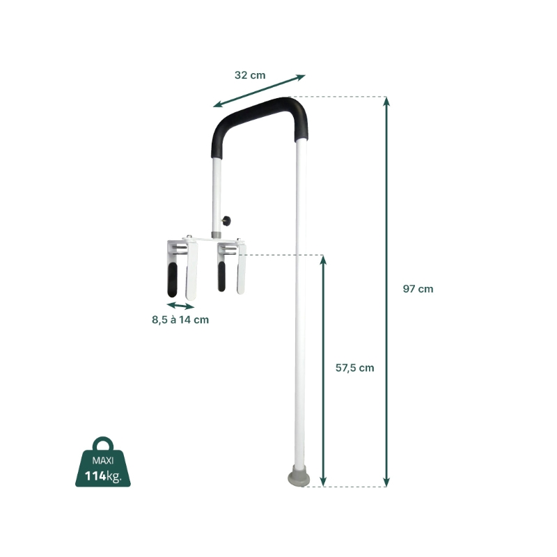 Appui de baignoire Bali installé sur le rebord d'une baignoire - réf. 82264