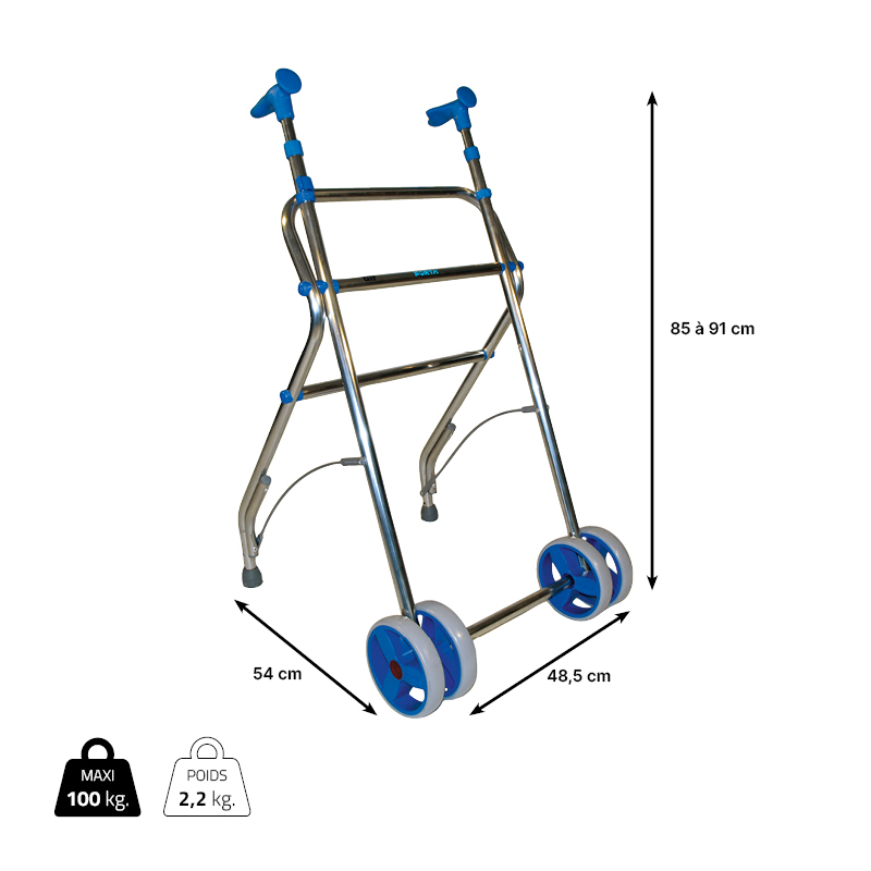 Dimensions du rollator Air 2 roues