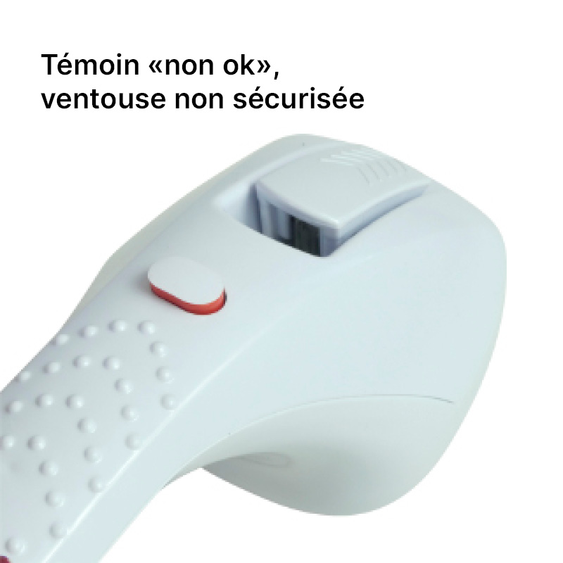Barre d'appui à ventouses 40 cm détail témoin non ok