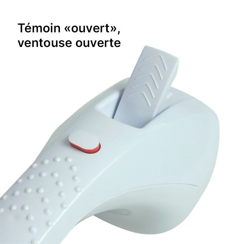 Barre d'appui à ventouses 40 cm détail témoin ouvert