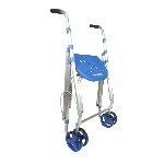 Rollator 2 roues pivotantes Ara-D bleu plié, vue 3/4 - réf. 826223BLEU