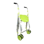Rollator 2 roues pivotantes Ara-D pistache plié, vue 3/4 - réf. 826223PISTACHE