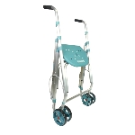 Rollator 2 roues pivotantes Ara-D turquoise plié, vue 3/4 - réf. 826223TURQUOISE