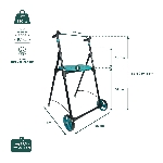 Fiche technique dimensions et charge maximale du rollator 2 roues Air-On turquoise - réf. 826225TURQ