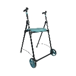 Rollator 2 roues Air-On turquoise déplié avec assise intégrée, vue 3/4 - réf. 826225TURQUOISE