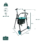 Fiche technique dimensions et charge maximale du rollator 2 roues Air-On Plus - réf. 826224