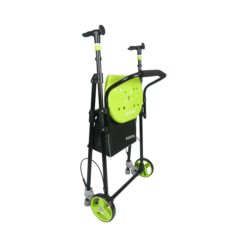 Rollator 2 roues Air-On Plus pistache plié, vue 3/4 - réf. 826224PISTACHE