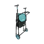 Rollator 2 roues Air-On Plus turquoise plié, vue 3/4 - réf. 826224TURQUOISE