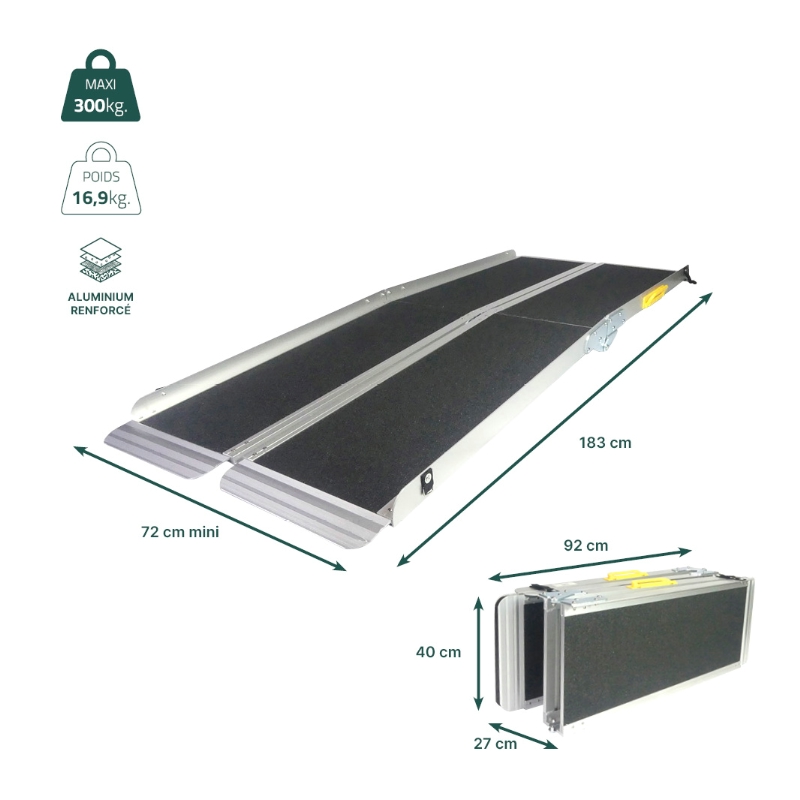 Fiche technique et dimensions de la rampe Ergo Easy pliable - réf. 825049