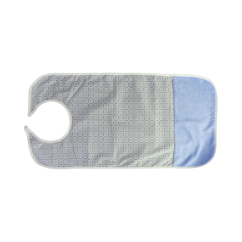 Serviette adulte imperméable à motif géométrique et bas éponge bleu