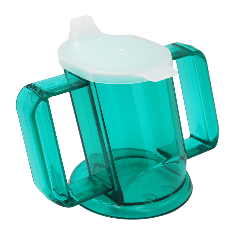 Tasse Handycup verte à 2 anses larges avec couvercle à bec canard
