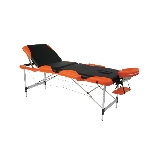 Table de massage KinLight noir et orange, vue 3/4 dépliée - réf. 827009