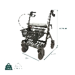 Fiche technique et dimensions du rollator 4 roues Primo - réf. 826236