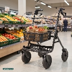 Utilisation du rollator 4 roues Primo pour faire ses courses - réf. 826236