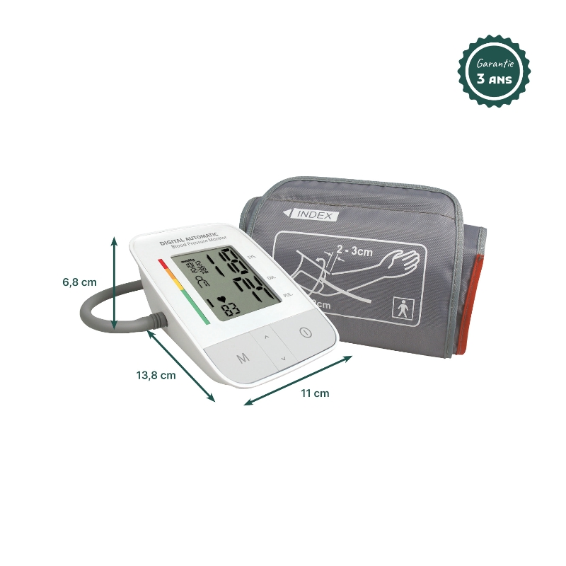 Fiche technique et dimensions du tensiomètre à bras 4U, garantie 3 ans - réf. 861184