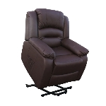 Fauteuil releveur massant chauffant marron en position releveur inclinée - réf. 821002