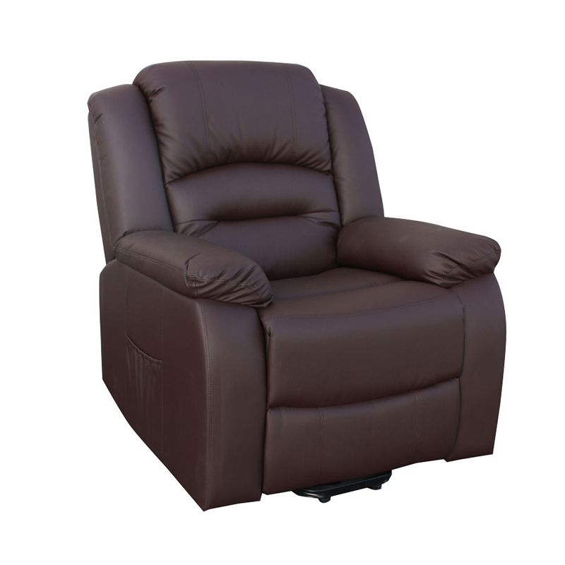 Fauteuil releveur massant chauffant marron, position fermée - réf. 821002