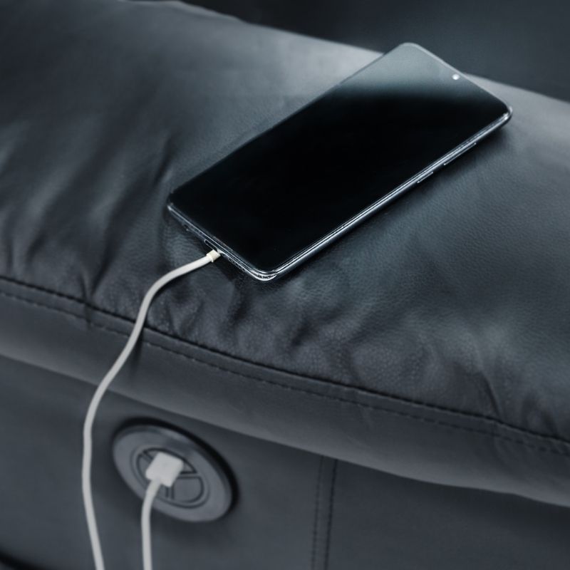 Port de chargement USB intégré du fauteuil releveur massant chauffant noir - réf. 821003
