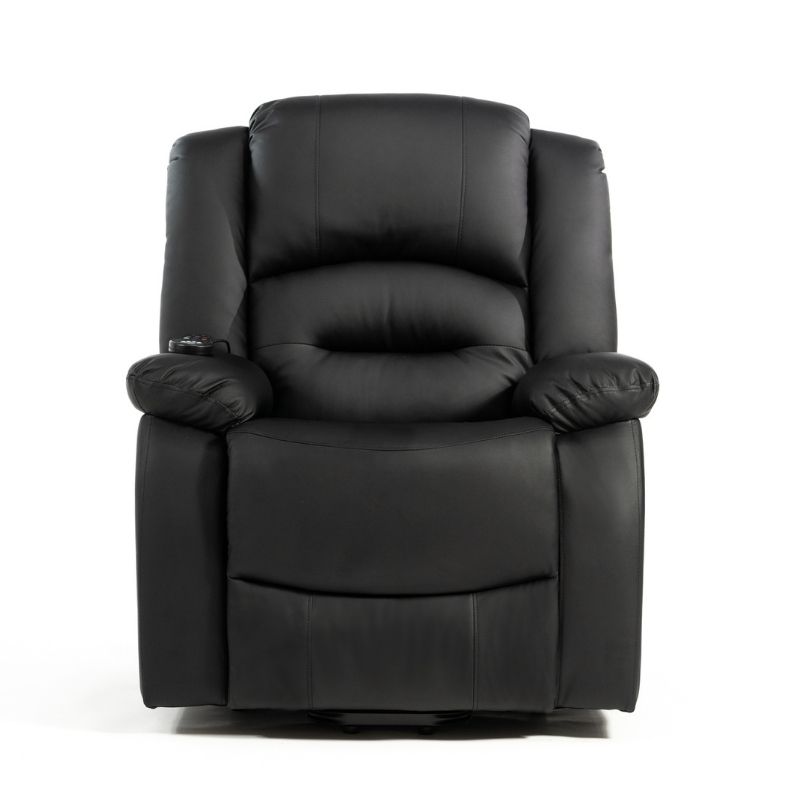 Fauteuil releveur massant chauffant noir, vue de face - réf. 821003