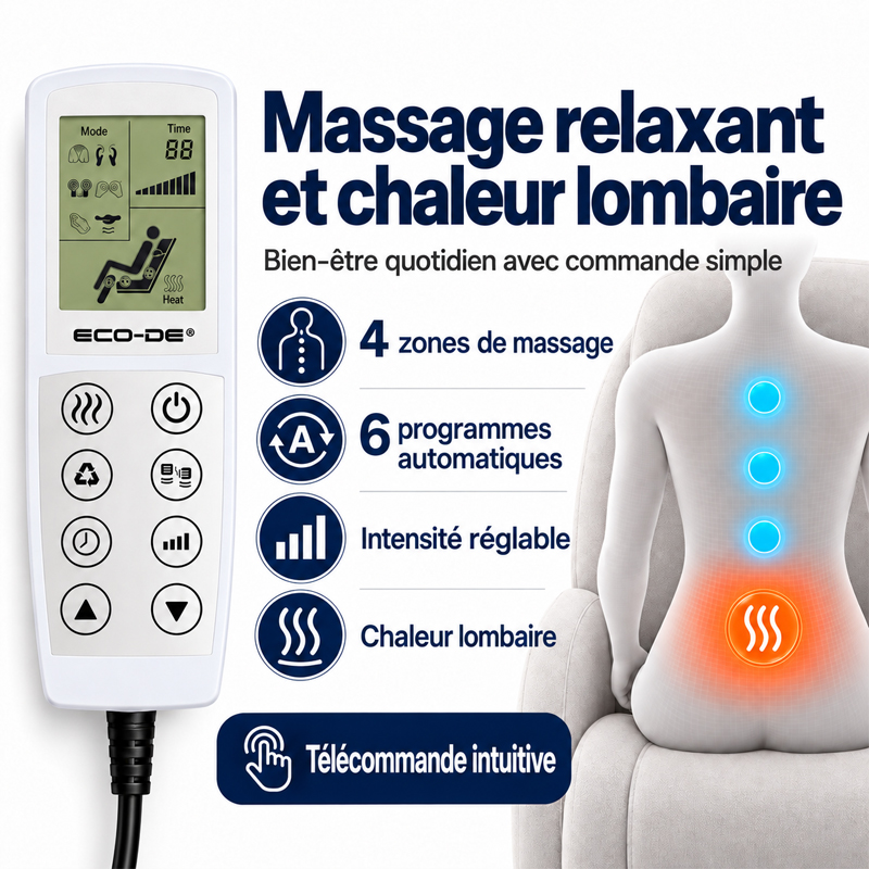 Télécommande du fauteuil releveur pour le massage 4 zones et la chaleur lombaire