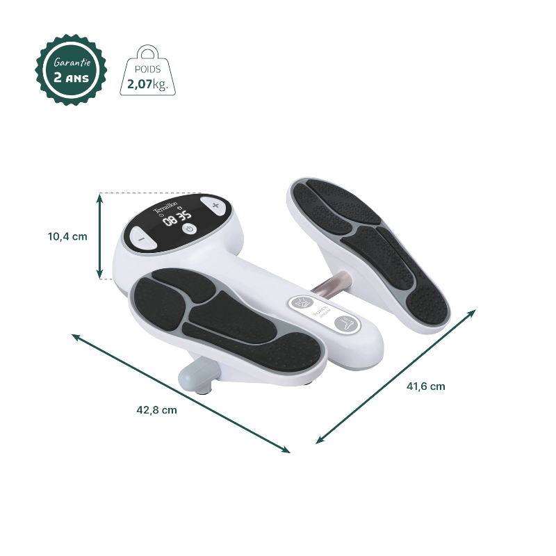 Fiche technique dimensions, poids et garantie 2 ans du stimulateur circulatoire Power Stepper Terrai
