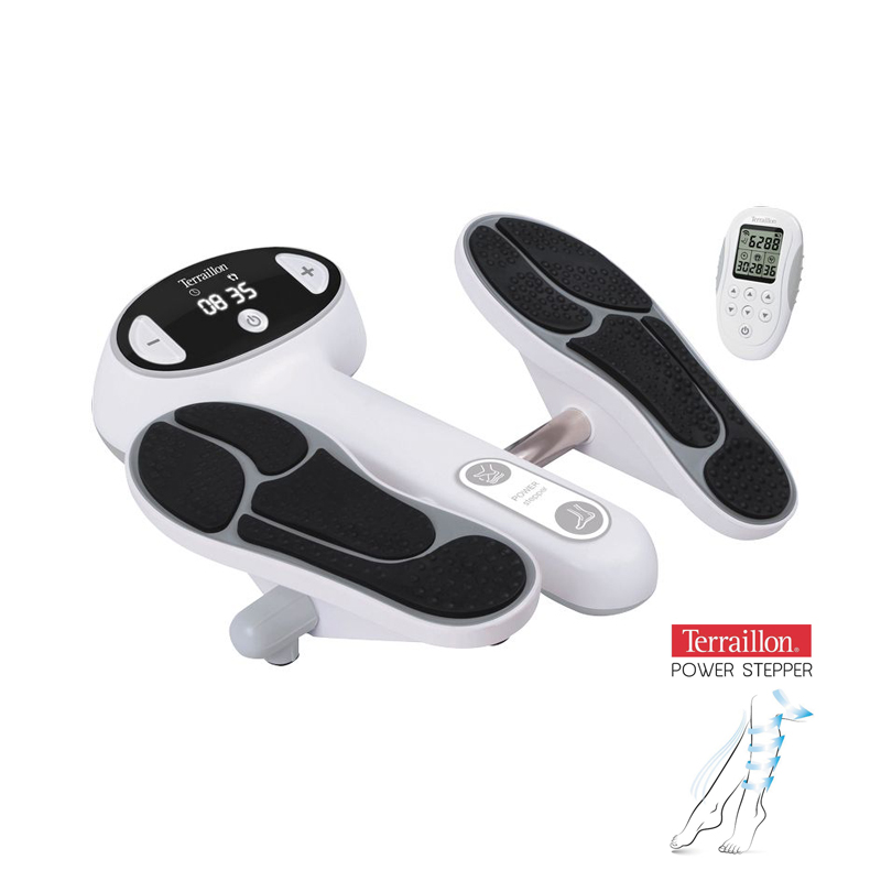 Stimulateur circulatoire Power Stepper Terraillon avec sa télécommande sans fil, vue 3/4 - réf. 8610