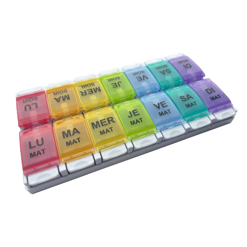 Pilulier semainer 7 cases color double avec ouverture facile