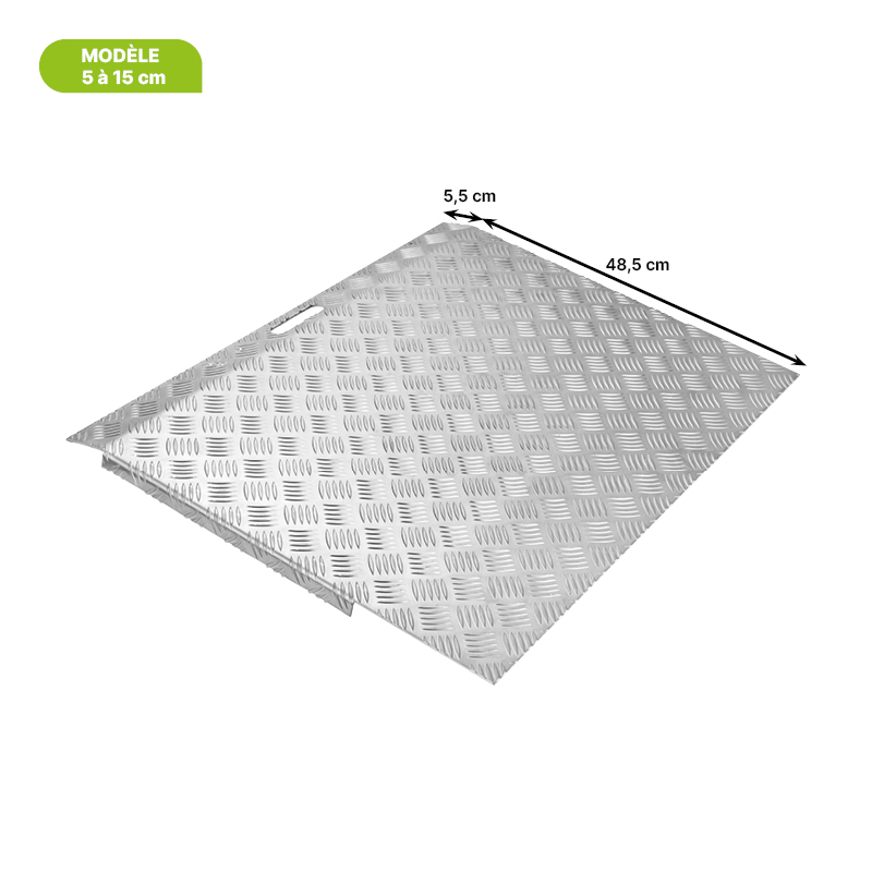 Dimension de la rampe seule en aluminium - Modèle 5-15 cm