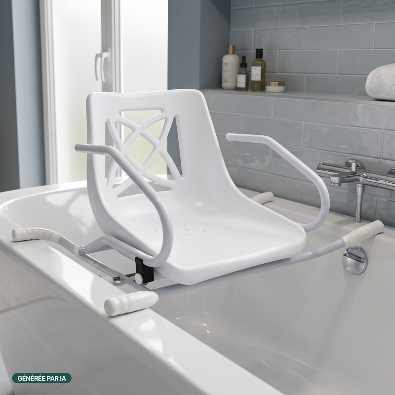 Fauteuil de bain pivotant Stromboli installé sur une baignoire - réf. 812048