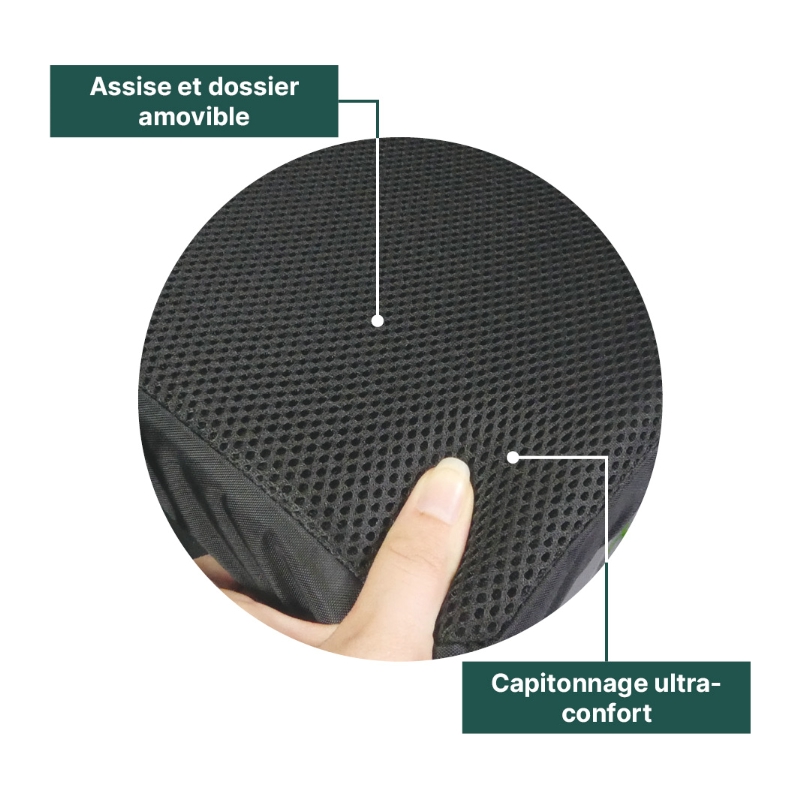 Assise et dossier amovibles et capitonnés du fauteuil électrique pliant Motorlight - réf. 875025
