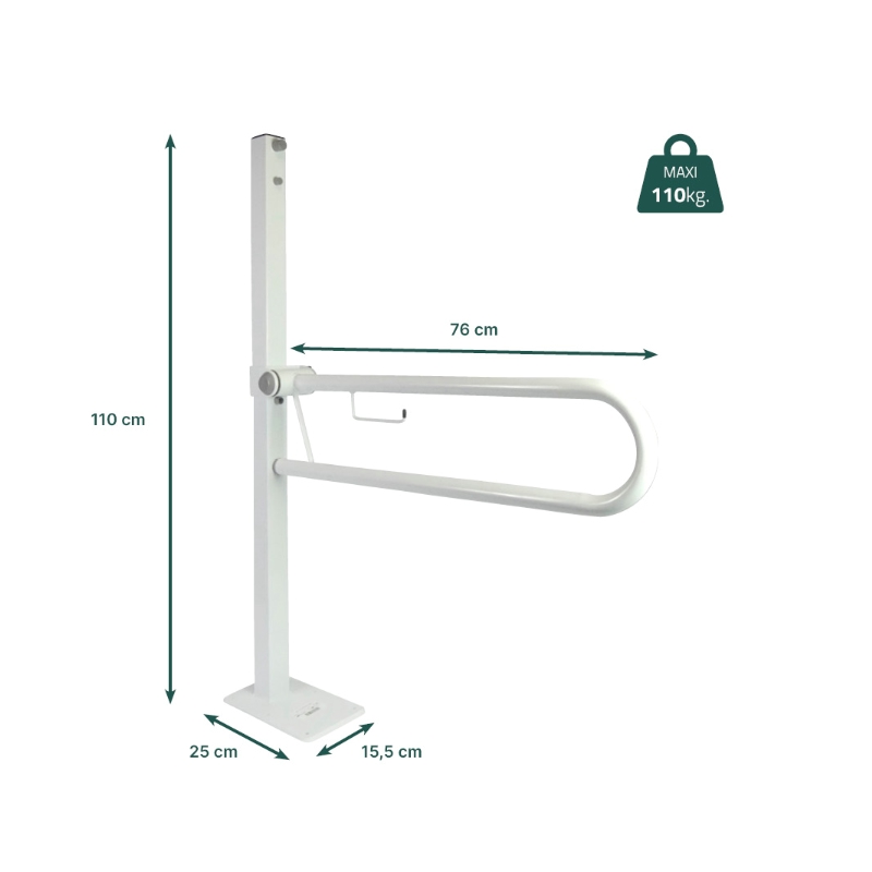 Fiche technique du bras d'appui Fidji sur colonne, charge maximale 110 kg - réf. 815120