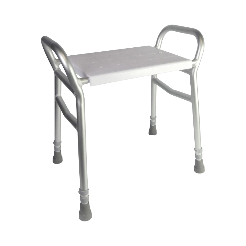 Tabouret de douche Djerba avec accoudoirs, assise perforée en polyéthylène - réf. 812099