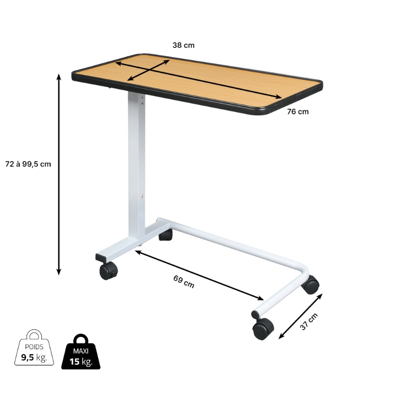 Dimensions table de lit corfou standard