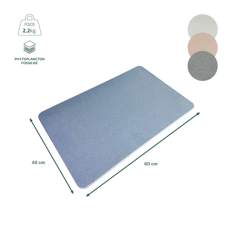 Fiche technique et dimensions de la sortie de bain antidérapante en diatomite - réf. 817272