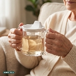 Utilisation de la tasse 2 anses Caring par une personne âgée - réf. 813126